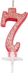 CANDELINA MINI NUMERALE CM.7 NR.7 ROSSA GLITTER