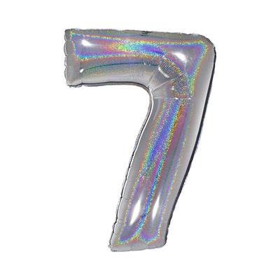 PALLONE FOIL GLITTER    SILVER CM.100 NUMERO 7