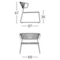 POLTRONA LISA LOUNGE CLUB TEL. ZINCATO E CORDA