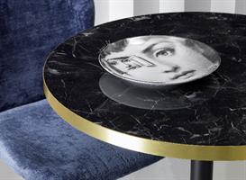 PIANO TAVOLO LAMINATO 80X80 MARMO NERO BORDO OTTONATO SP.3