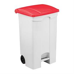 PATTUMIERA C/RUOTE+PED. LT.90 BIANCA COPER. ROSSO