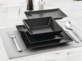 PIATTO BOSTON STONEWARE RETT. CM. 25X15 NERO