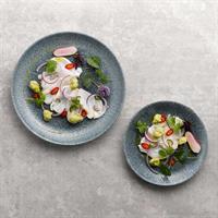 PIATTO CH. PRINTS RAKU  PIANO D.29 BLU TOPAZIO ###