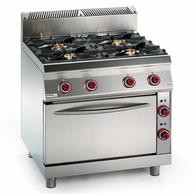 CUCINA A GAS 4 FUOCHI CON FORNO ELETTR.GN 2/1 80X73X90H.
