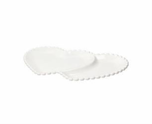 VASSOIO PORCELLANA PERLE CUORE DOPPIO CM.31