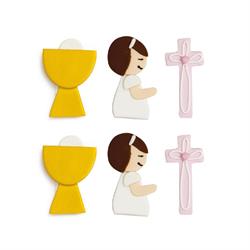 DECORI IN ZUCCHERO PZ.6 COMUNIONE BIMBA