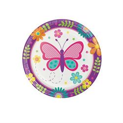 PIATTI CARTA CM.18 PZ.8  BATTERFLY GARDEN