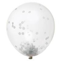 PALLONI 12 TRASPARENTE CONFETTI SILVER PZ.6