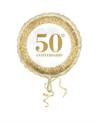 PALLONE FOIL D.45 50°   ANNIVERSARIO GLITTER GOLD