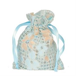 SACCHETTO TESSUTO LITTLE FLOWERS CM.9X12 BLUE