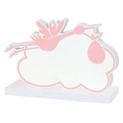DECORO LEGNO NASCITA CM.24 CICOGNA GIRL