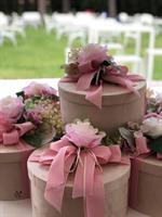 SCATOLA TONDA TESSUTO   AVORIO D.25