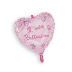 PALLONE FOIL CUORE IL MIO BATTESIMO ROSA D.45