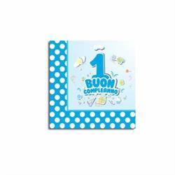 TOVAGLIOLI 33X33 3 VELI 1 COMPLEANNO CELESTE PZ.20