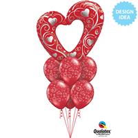 PALLONE FOIL CUORE APERTO SILVER RED CM.107