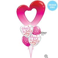 PALLONE FOIL CUORE APERTO PINK SFUMATO CM.107