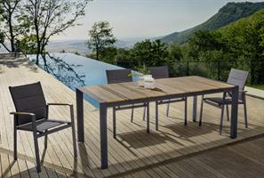 TAVOLO ELIAS 198X100 DOGATO EFFETTO LEGNO ANTRACITE