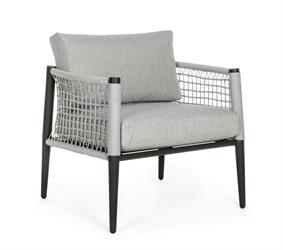 POLTRONA ALLUMINIO E INTRECCIO CORDE CALYPSO ANTRACITE