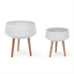 CACHEPOT CON PIEDI CREAM D.30