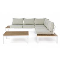 SET DIVANO ANGOLO ELIAS C.CUSCINI BIANCO DOGHE LEGNO