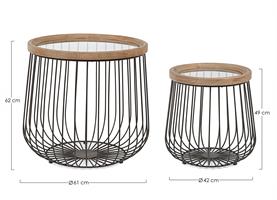 TAVOLINO SHILA METALLO  LEGNO PZ.2 D.61 H.62