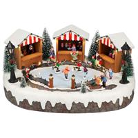 VILLAGGIO CON PATTINATORI LED E SUONI CM.36X28X17