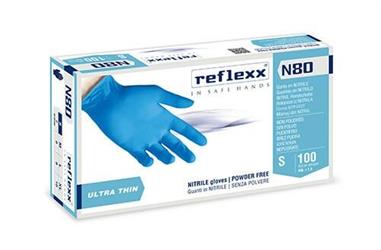 GUANTI NITRILE BLU' N80B XL PZ.100 SENZA POLVERE