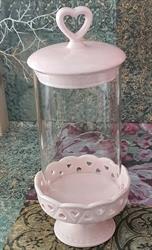 PORTACAKE PORCELLANA E  VETRO D.12 H.28 PINK