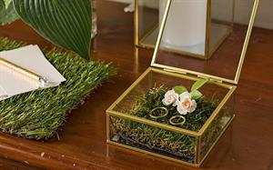 SCATOLA VETRO METALLO GOLD 8X8X5