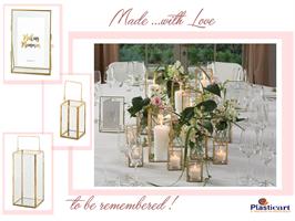 LANTERNA VETRO METALLO GOLD 9X9X11