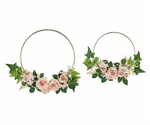 SET 2 CERCHI METALLO GOLD CON ROSE ROSA