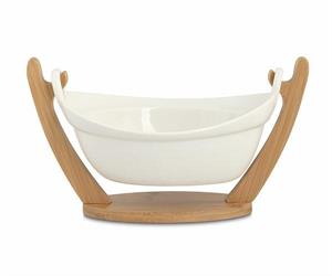 CIOTOLA PORCELLANA BIANCA C/SUPP.LEGNO CM.25