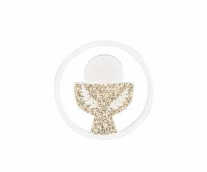 DECORO LEGNO CERCHIO CON CALICE BIANCO PZ.12