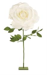 ROSA CON STELO SU BASE  WHITE H.120