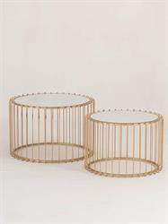 TAVOLO ORO CON SPECCHIO METALLO DIAM.71X46 CM.