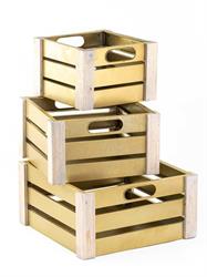 CASSETTA LEGNO E METALLO ORO CM.45X45X23