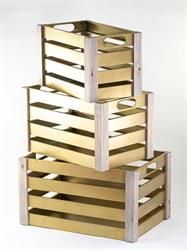 CASSETTA LEGNO E METALLO ORO CM.49X29X29 H.