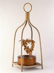 LANTERNA CM.35X35X98 IN LEGNO METALLO E VETRO