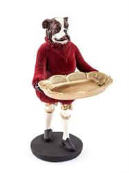 CANE RESINA H.26 RED CON VASSOIO GOLD