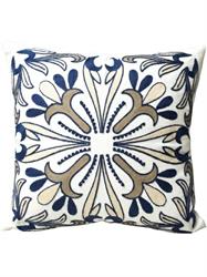 CUSCINO RICAMO GOLD WHITE BLUE 46X46