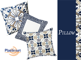 CUSCINO RICAMO GOLD WHITE BLUE 46X46