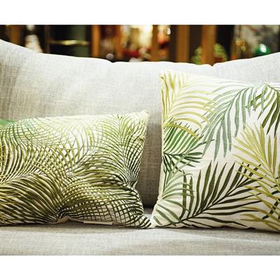 CUSCINO RICAMO LEAF GREEN CM.46X46