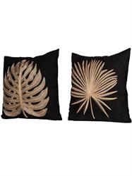 CUSCINO RICAMO LEAF GOLD CM.45X45