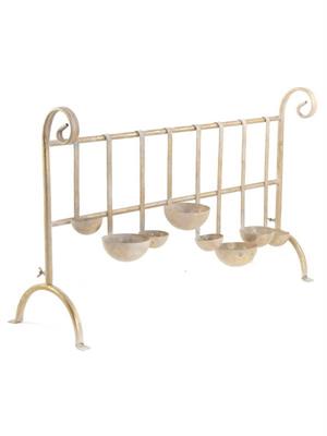 PORTACANDELA SBIANCATO 8 POSTI METALLO CM.82X26X48