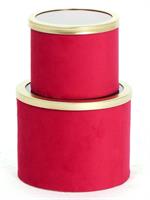 SET 2 SCATOLE TONDA VETRO VELVET ROSSO