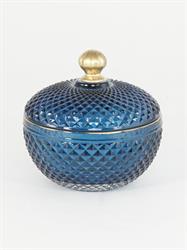 POTICHE VETRO BLU ORO D.12X12