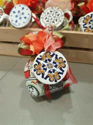 TAMBURELLO BIANCO STAMPA MAIOLICA D.5 D'APPENDERE