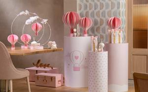 SET 3 MONGOLFIERE BASE WOOD ROSA D.15-33 H.23-45