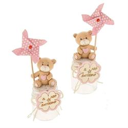 BARATTOLO CON ORSETTO GIRELLA PINK H.15