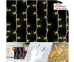 LUCI TENDA 200 MAXI LED CALDA MT.3,9X0,5 FLASH COLLEG.